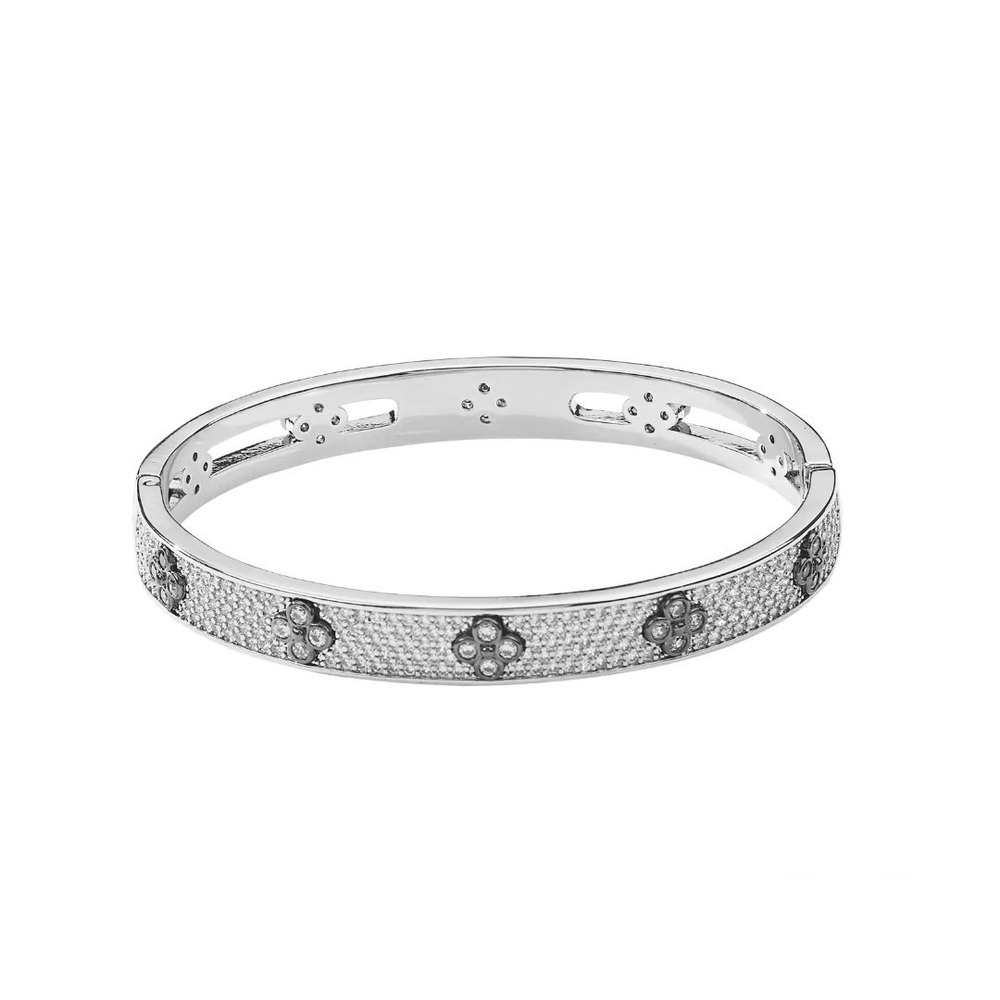 Park Lane Royal Bracelet Quatrefoil Design with Micro-Pave CZ's Silver Finish